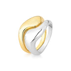 Kit Anéis Orgânicos Dourado e Ródio - Curve Duo