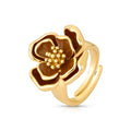 Anel Dourado Statement Esmalte Marrom Blossom