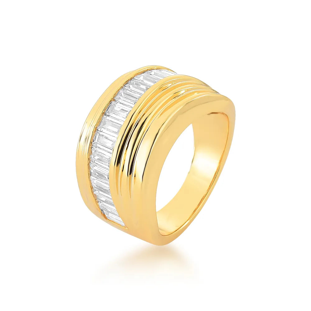 Anel Dourado com Zircônias Secret Garden