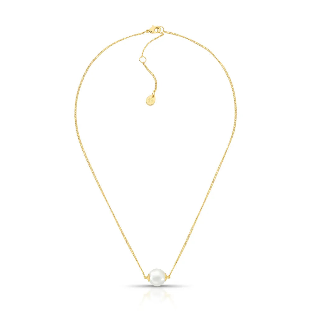 Colar Dourado Curto Perola Pearl Line