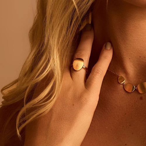 Anel Dourado Fosco Minimalista Shape Slim