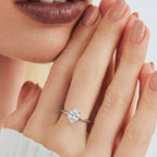Anel com Pedra Oval Moissanite 7.5MM Prata 925