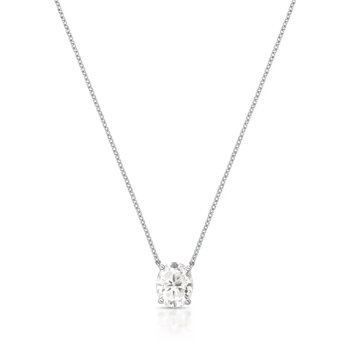 Colar com Pingente Pedra Moissanite  8X10MM Prata 925