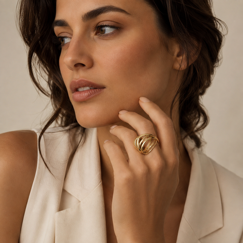 Anel Dourado Polido Statement