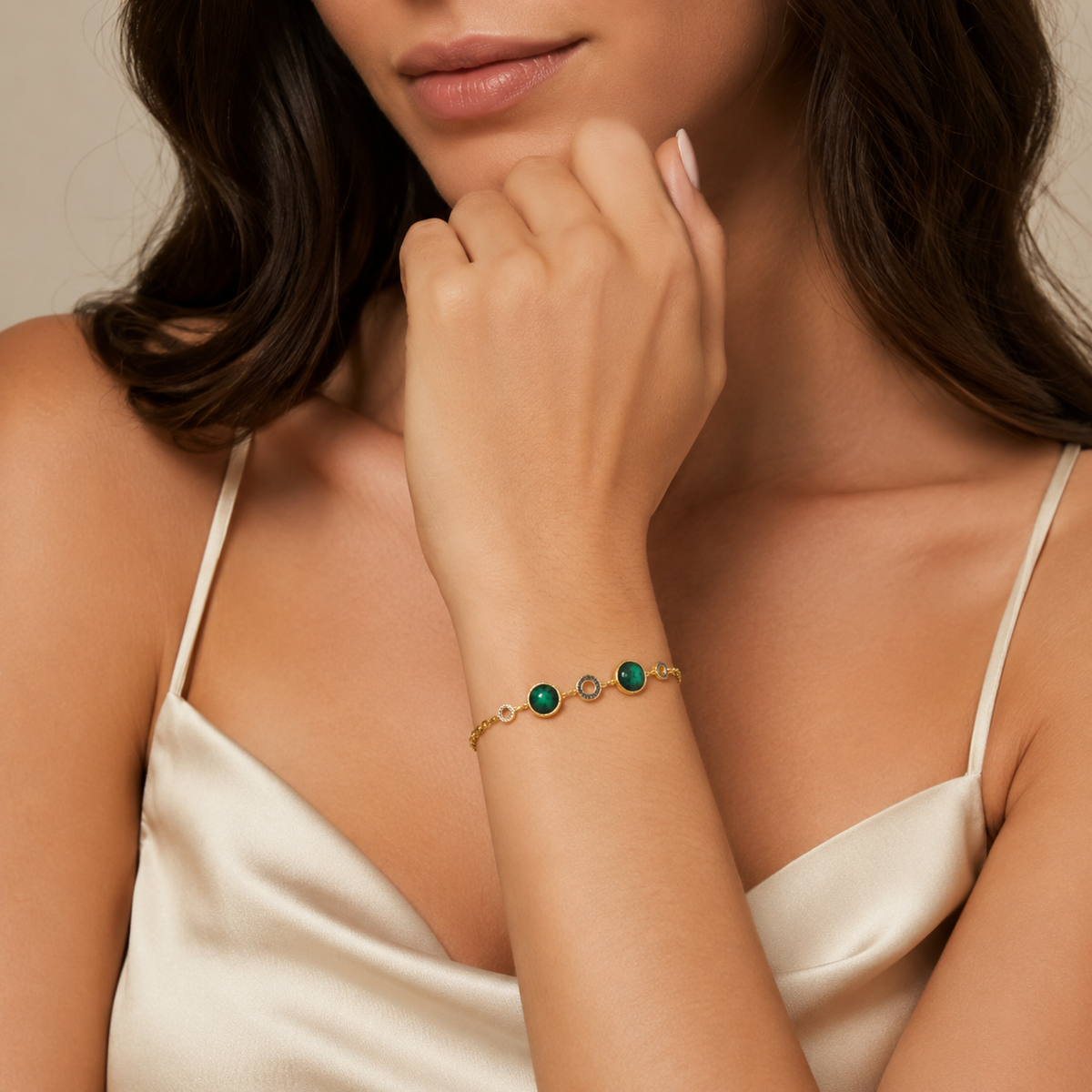 Pulseira Banhada a Ouro e Ródio Negro