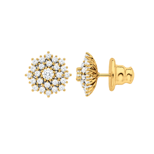 Brinco Dourado Cravejado com Zircônias Shineflake